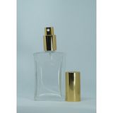 Parfüm Şişesi 50 ml (2 Adet) (TEKRAR DOLDURULABİLİR) Içbükey Sarı Metal Valf ve Kapak Boş Şişe