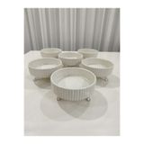 PARILTI HOME COLLECTİON 6’lı Yuvarlak PORSELEN Tatlı Sunum Kasesi–Kahvaltı,Çerezlik,Tatlı METAL GÜMÜŞ AYAKLI SERVİS SUNUMLUK