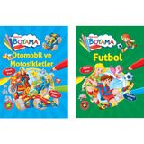 Parıltı Yayınları Eğlendiren Boyama Seti - Otomobil ve Motosikletler+Futbol - 3+ Yaş - Okul Öncesi - 2 Kitap - Set