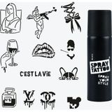 Paris City Pack Dövme Şablon Seti ve Siyah Sprey
