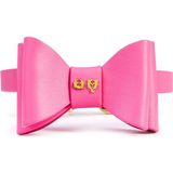 Paris Hilton x Moshiqa Kurdele Detaylı Metapink Bow Deri Köpek Boyun Tasması - Pembe
