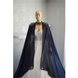paris in paris BİNDALLI-KAFTAN-GELİNLİK ÜSTÜ PELERİN-ŞİFON PELERİN-KINA ELBİSESİ-PELERİN LACİVERT