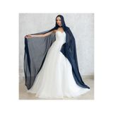 paris in paris LACİVERT KAPÜŞONLU ŞİFON KAFTAN-GELİNLİK ÜSTÜ PELERİN-BİNDALLI- ŞİFON KAFTA-LACİVERT KINA ELBİSESİ