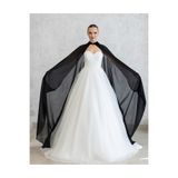paris in paris SİYAH ŞİFON KAFTAN-GELİNLİK ÜSTÜ PELERİN-SİYAH ABİYE PELERİN-ŞİFON KAFTAN-SİYAH KINA ELBİSESİ