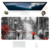 Paris Sokak Eyfel Büyük Mouse Pad Bilek Destekli Oyun Fare Altlığı Kauçuk Bilgisayar Klavye Matı Masa Dizüstü Bilgisayar Kaymaz Tam Masa Mat Koruyucu Su Geçirmez Yazı Pedi Ofis Ev 40,6 x 90,24 cm