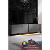 PARİS TV ÜNİTESİ LED IŞIKLI METAL AYAKLI MODERN ANTRASİT TV SEHPASI