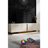 PARİS TV ÜNİTESİ LED IŞIKLI METAL AYAKLI MODERN TRAVERTEN TV SEHPASI