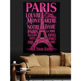 Paris Yazılı Kırmızı Poster Dekoratif Kanvas - Mdf Ahşap Tablo
