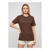 Park Karon 26047 %100 Pamuk Kadın Bisiklet Yaka Taş İşleme Oversize Penye Bluz