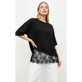 Park Karon Kadın Bisiklet Yaka Eteği Dantel Detaylı %100 Cotton Penye Bluz 13009