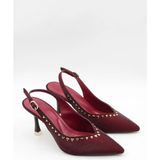 Park Moda Kadın Çizgili Saten Topuklu Ayakkabı Pm 439 - K3117 - Bordo