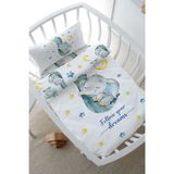 Park Yatak Nevresim Takımı (80x120) - For Baby Serisi - Hortumda Uyuyan Mavi Fil