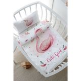 Park Yatak Nevresim Takımı (80x120) - For Baby Serisi - Pembe Zeminli Kuğu