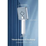 parkbanyo Yüksek Basınçlı Kare El Duş Başlığı – 3 Fonksiyonlu – Su Tasarruflu – Modern Premium Tasarım