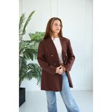 PARKDERİN BÜYÜK BEDEN UZUN, GOLD DÜĞMELİ , KOYU KAHVE RENK ,BLAZER CEKET
