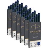 PARKER 6x 1950384 Quink Dolma Kalem için Yedek Kartuş, Uzun Kartuşlar, 6 x 5'li Paket, Mavi Mürekkep (= 30 Kartuş)