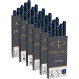 Parker 6x 1950384 Quink Dolma Kalem Için Yedek Kartuş, Uzun Kartuşlar, 6 x 5'li Paket, Mavi Mürekkep