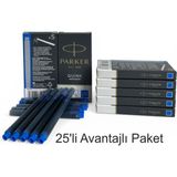 Parker Dolma Kalem Kartuşu Quink Yıkanabilir Mavi (25’li Paket) 1950383 - 5 Adet