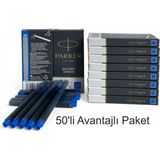 Parker Dolma Kalem Kartuşu Quink Yıkanabilir Mavi (50’li Paket) 1950383 - 50 Adet