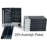 Parker Dolma Kalem Kartuşu Quink Yıkanabilir Siyah (25’li Paket) 1950382 - 5 Adet