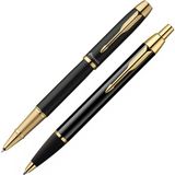 Parker Im Metal Siyah Gt Roller+Tükenmez Kalem Seti (Altın Aksam) Parker Im