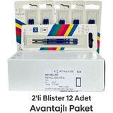 Parker Jel Kalem Refill Plastik Gövde 2'li Blister 12 Adet M Uç Mavi - 5 Adet