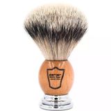 Parker Jiletli Tıraş Makinesi %100 Gümüş Uçlu Porsuk Kıllı Tıraş, Deluxe Zeytin Ağacı Ve Krom Saplı - Fırça Standı Dahil