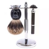 Parker Jiletli Tıraş Makinesi, 71R Tıraş Makinesi Tıraş Makinesi Seti - Deluxe Pure Porsuk Saç Fırçası, Krom Stand, Parker Çift Kenarlı Tıraş Makinesi İçerir