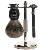 Parker Jiletli Tıraş Makinesi 96R Tıraş Makinesi Tıraş Seti - Saf Porsuk Fırçası, Stand Ve Parker 96R Kelebek Açılır Tıraş Bıçağı İ