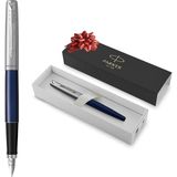 Parker Jotter Mavi Krom Tasarımlı Dolma Kalem, Orta Kalınlıkta Uç, Mavi Mürekkep - Altın - Sarı