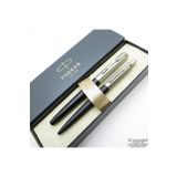 Parker Jotter Metal Siyah Dolma Kalem + Tükenmez Kalem Set | Isme Özel Kalem | Hediyelik Kalem