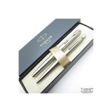 Parker Jotter Metal Ss Ct Dolma Kalem + Tükenmez Kalem Set | Isme Özel Kalem | Hediyelik Kalem