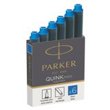 PARKER Quink Kısa Dolma Kalem Kartuşu, Yıkanabilir Mavi, 6'lı Kutu
