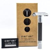 Parker Safety Razor 74R Grafit Gri - Uzun Saplı Ağır Kelebek Açık Çift Kenarlı Güvenlik Tıraş Bıçağı, 5 Premium Platinum Çift Kenarlı Tıraş Bıçakları dahildir