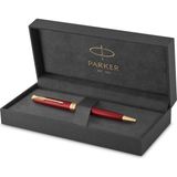 Parker Sonnet Lake Kırmızı Altın Tasarımlı Tükenmez Kalem, Orta Kalınlıkta Uç, Mavi Mürekkep - Ana Renkler