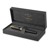 PARKER Sonnet roller kalem | altın süslemeli siyah boya | ince uç | siyah mürekkep | hediye kutusu