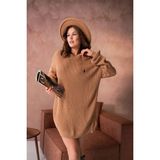 Parkkaron Kadın Bisiklet Yaka Selanik Örgü Nakışlı Triko Tunik 8492 - Camel - Standart