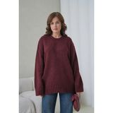 Parkkaron Kadın Bisiklet Yaka Yumuşak Dokulu Oversize Triko Kazak 3032 - Bordo - S - M