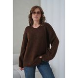 Parkkaron Kadın Bisiklet Yaka Yumuşak Dokulu Oversize Triko Kazak 3032 - Kahve - S - M