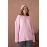 Parkkaron Kadın Bisiklet Yaka Yumuşak Dokulu Oversize Triko Kazak 3032 - Pembe - S - M