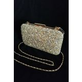 PARKTAN Yakamoz Kadın Altın Taşlı Abiye Clutch Portföy Çanta