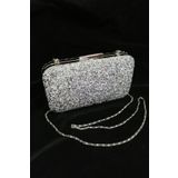 PARKTAN Yakamoz Kadın Gümüş Taşlı Abiye Clutch Portföy Çanta