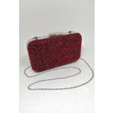 PARKTAN Yakamoz Kadın Kırmızı Taşlı Abiye Clutch Portföy Çanta