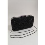 PARKTAN Yakamoz Siyah Kadın Taşlı Abiye Clutch Portföy Çanta