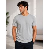 Parkur Erkek Likralı Kaşkorse Relax Fit Basic Tişört – Gri - Gri - Gri - XL
