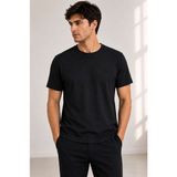 Parkur Erkek Likralı Kaşkorse Relaxed Fit Basic Tişört – Siyah - 0 Siyah - XL