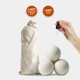 Parla Concept Yün Kurutma Topu - Büyük Boy- Doğal Çamaşır Yumuşatıcı - 3 Adet - 7 cm Xl - Beyaz