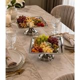 Parla Decor Paslanmaz Çelik 2 Li Kare Ayaklı Sunum Tabağı, Meyve Tabağı, Pasta Tabağı Çok Amaçlı Sunumluk - Gümüş