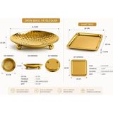 Parla Decor Paslanmaz Çelik Kare Tepsi & 4 Lü Gold Lokumluk,kahvaltılık,reçellik Çok Amaçlı Sunumluk