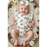 Parla Kids Kız Bebek Ananas Desenli Salopet Bandana Takım - Beyaz - 6 - 9 Ay